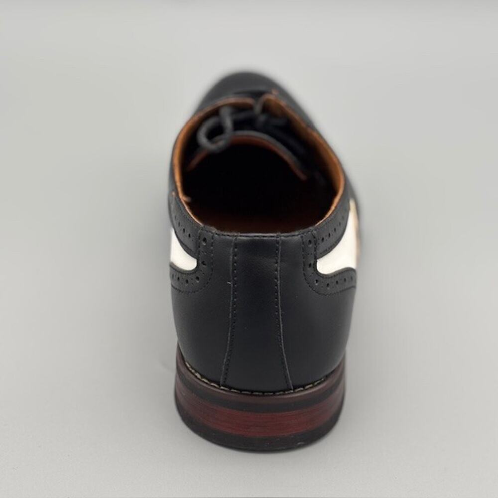 Mens sz. 8 Ferro Aldo Arthur Wingtip Oxford Black White Dress Shoes No Box - Picture 11 of 16